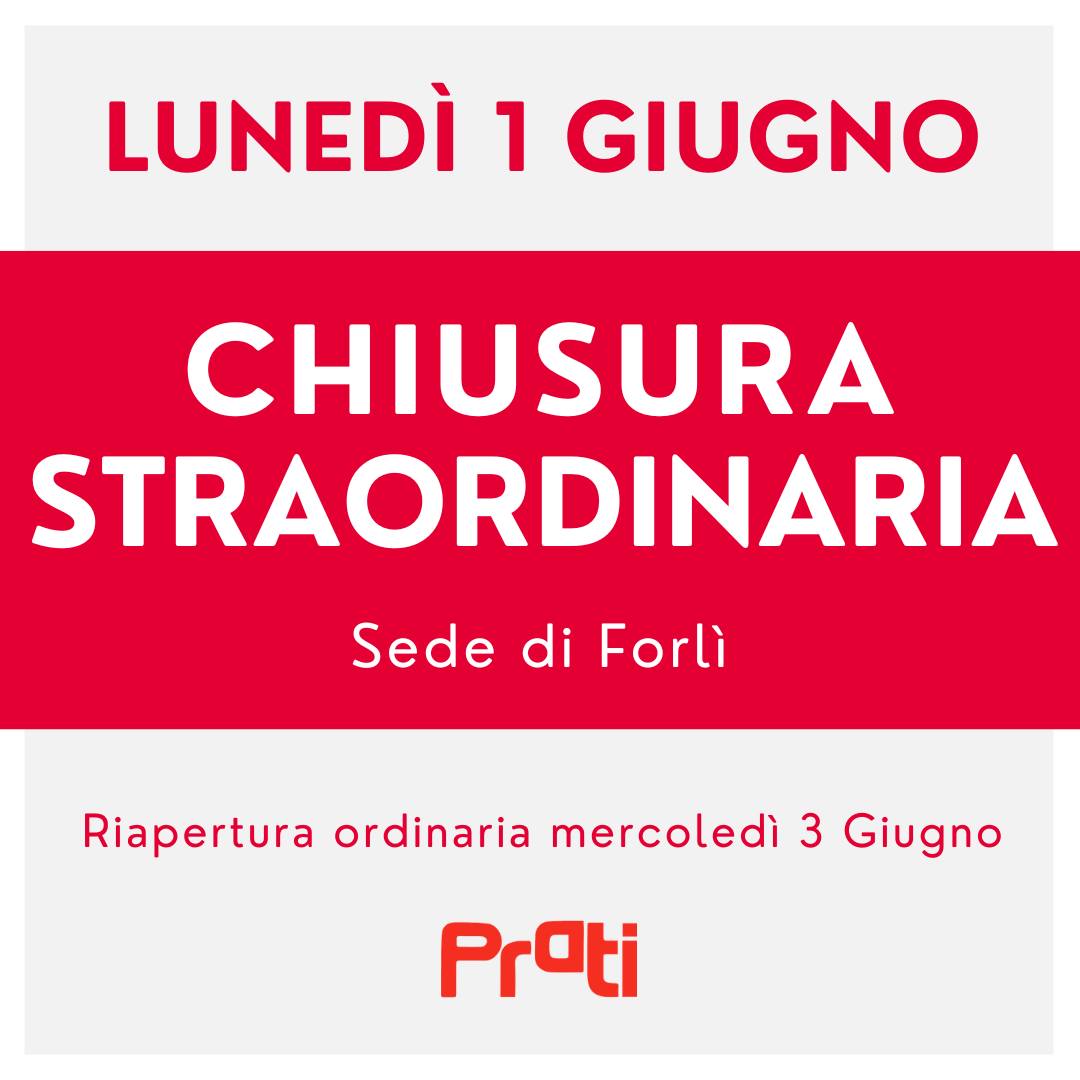 ⚠️ CHIUSURA STRAORDINARIA  LUNEDÌ  1 GIUGNO⚠️
•
•
📅 Informiamo tutti i nostri clienti che la sede di Forlì resterà chiusa nella giornata di Lunedì 1 Giugno, riaprendo regolarmente da Mercoledì 3 Giugno.

✅ La sede di Rimini resterà invece aperta anche Lunedì 1 Giugno!